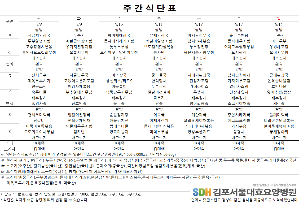 2025.09.08-2025.09.14 주간식단표