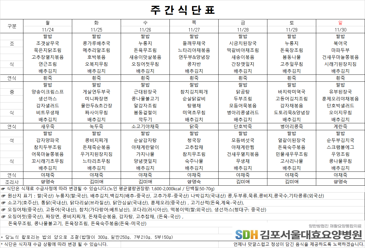 2025.11.24-2025.11.30 주간식단표